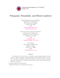 Polygonal, Sierpi´ nski, and Riesel numbers Article 15.8.1