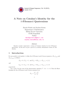 A Note on Catalan’s Identity for the k-Fibonacci Quaternions