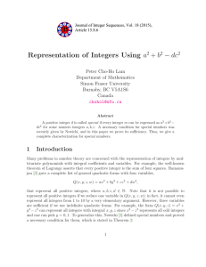 − dc Representation of Integers Using a b