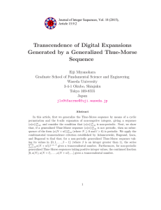 Transcendence of Digital Expansions Generated by a Generalized Thue-Morse Sequence