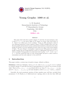 Young Graphs: 1089 et al. L. H. Kendrick Massachusetts Institute of Technology