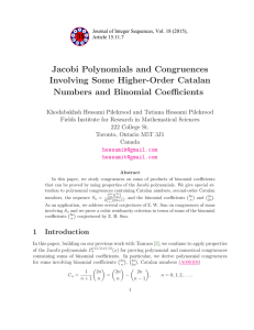 Jacobi Polynomials and Congruences Involving Some Higher-Order Catalan Numbers and Binomial Coefficients