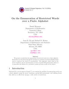 On the Enumeration of Restricted Words over a Finite Alphabet