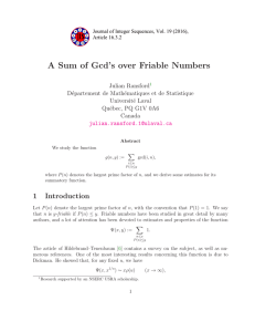 A Sum of Gcd’s over Friable Numbers d Universit´e Laval
