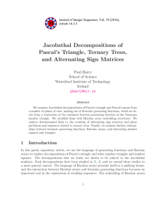 Jacobsthal Decompositions of Pascal’s Triangle, Ternary Trees, and Alternating Sign Matrices Paul Barry
