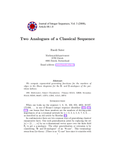 Two Analogues of a Classical Sequence Ruedi Suter Article 00.1.8
