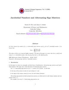 Jacobsthal Numbers and Alternating Sign Matrices Article 00.2.3