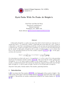 Dyck Paths With No Peaks At Height k Article 01.1.3