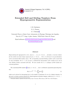 Extended Bell and Stirling Numbers From Hypergeometric Exponentiation Article 01.1.4