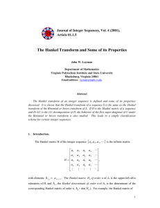 The Hankel Transform and Some of its Properties Article 01.1.5