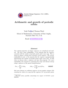 Arithmetic and growth of periodic orbits Yash Puri and