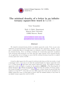 The minimal density of a letter in an infinite Yuriy Tarannikov