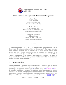 Numerical Analogues of Aronson’s Sequence Article 03.2.2