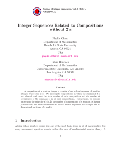 Integer Sequences Related to Compositions without 2’s