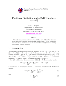 Partition Statistics and q-Bell Numbers (q = −1) Carl G. Wagner
