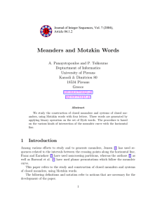 Meanders and Motzkin Words