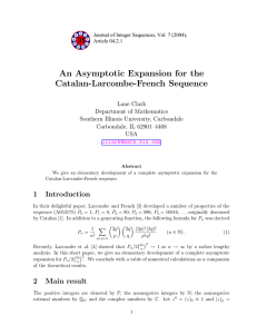 An Asymptotic Expansion for the Catalan-Larcombe-French Sequence