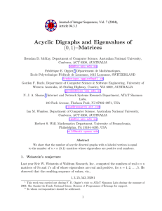 Acyclic Digraphs and Eigenvalues of (0, 1)–Matrices Article 04.3.3