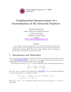 Combinatorial Interpretations of a Generalization of the Genocchi Numbers Michael Domaratzki