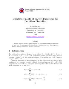 Bijective Proofs of Parity Theorems for Partition Statistics Mark Shattuck Department of Mathematics