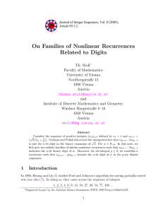 On Families of Nonlinear Recurrences Related to Digits