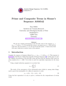 Prime and Composite Terms in Sloane’s Sequence A056542