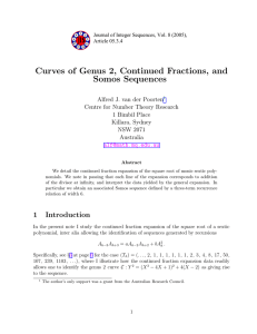 Curves of Genus 2, Continued Fractions, and Somos Sequences