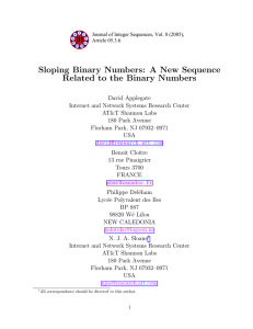 Sloping Binary Numbers: A New Sequence Related to the Binary Numbers