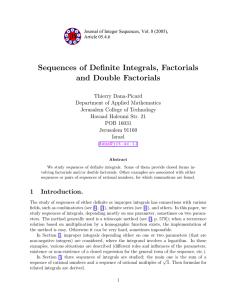 Sequences of Definite Integrals, Factorials and Double Factorials