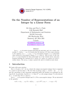 On the Number of Representations of an