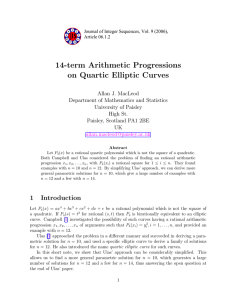 14-term Arithmetic Progressions on Quartic Elliptic Curves