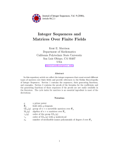 Integer Sequences and Matrices Over Finite Fields