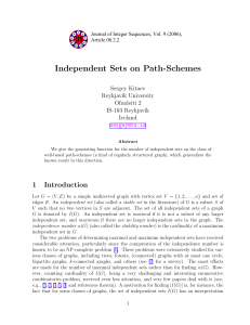 Independent Sets on Path-Schemes Sergey Kitaev Reykjav´ık University Ofanleiti 2