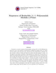 {0, 1}–Polynomials Sequences of Reducible Modulo a Prime