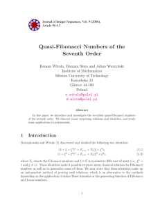 Quasi-Fibonacci Numbers of the Seventh Order