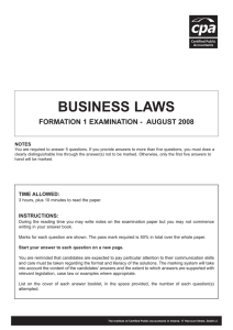 BUSINESS LAWS FORMATION 1 EXAMINATION - AUGUST 2008 NOTES