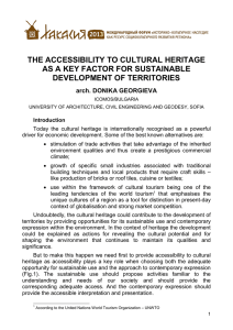 THE ACCESSIBILITY TO CULTURAL HERITAGE AS A KEY FACTOR FOR SUSTAINABLE