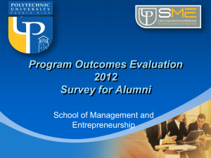 Program Outcomes Evaluation 2012 Survey for Alumni School of Management and