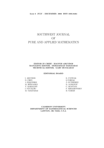 SOUTHWEST JOURNAL OF PURE AND APPLIED MATHEMATICS