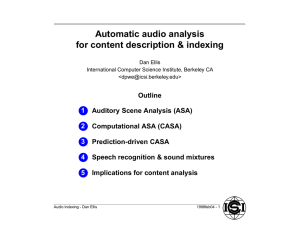 Automatic audio analysis for content description &amp; indexing