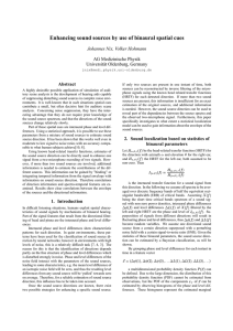 Enhancing sound sources by use of binaural spatial cues