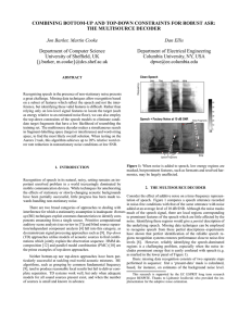 COMBINING BOTTOM-UP AND TOP-DOWN CONSTRAINTS FOR ROBUST ASR: THE MULTISOURCE DECODER