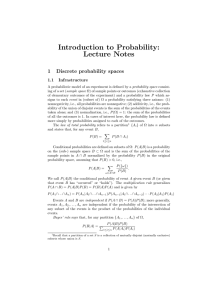 Introduction to Probability: Lecture Notes 1 Discrete probability spaces
