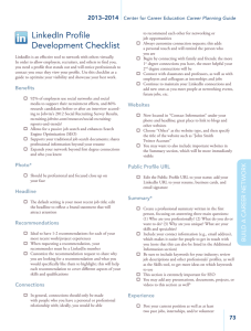 LinkedIn Profile Development Checklist  2013–2014