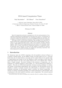 DNA-based Computation Times Yuliy Baryshnikov Ed Coffman Petar Momˇcilovi´c