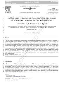 Golden mean relevance for chaos inhibition in a system Cristina Stan