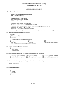 University of Colorado at Colorado Springs Common Data Set 2001-2002