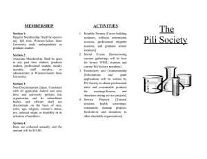 The Pili Society MEMBERSHIP ACTIVITIES