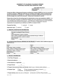 UNIVERSITY OF COLORADO COLORADO SPRINGS PROPOSAL ROUTING AND APPROVAL FORM