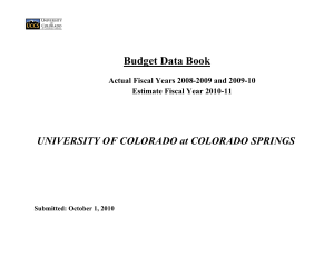 Budget Data Book UNIVERSITY OF COLORADO at COLORADO SPRINGS